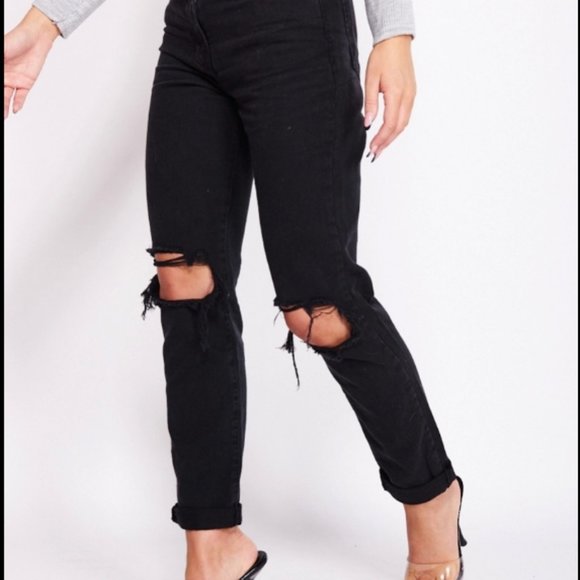Charcoal Multi Rip Boyfriend Jeans - Picture 3 of 5